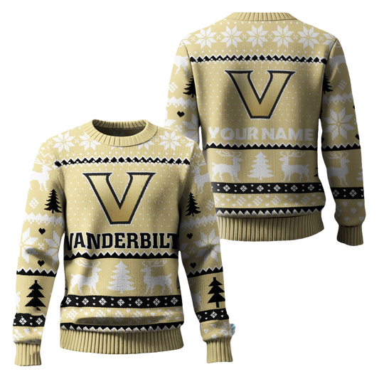 Vanderbilt Commodores 2025 Christmas Personalized Ugly Sweater - Moonbestprint