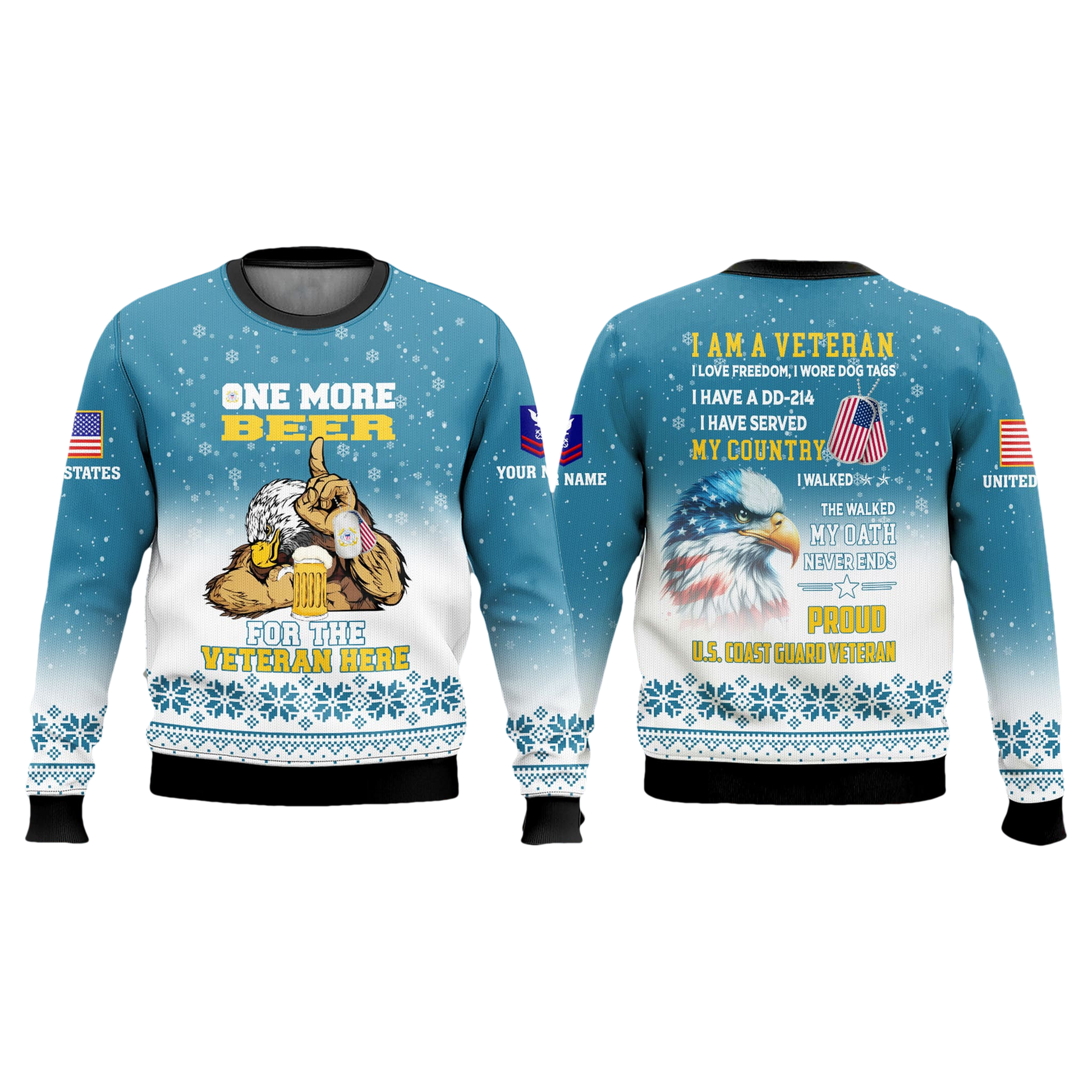 US Coast Guard One More Beer For The Veteran Here Ugly Christmas Sweater - Moonbestprint