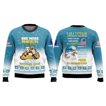 US Coast Guard One More Beer For The Veteran Here Ugly Christmas Sweater - Moonbestprint