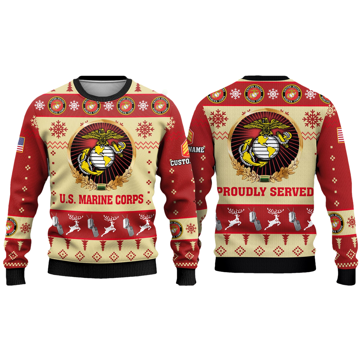 US Marine Corps Veterans Proudly Served Ugly Christmas Sweater - Moonbestprint