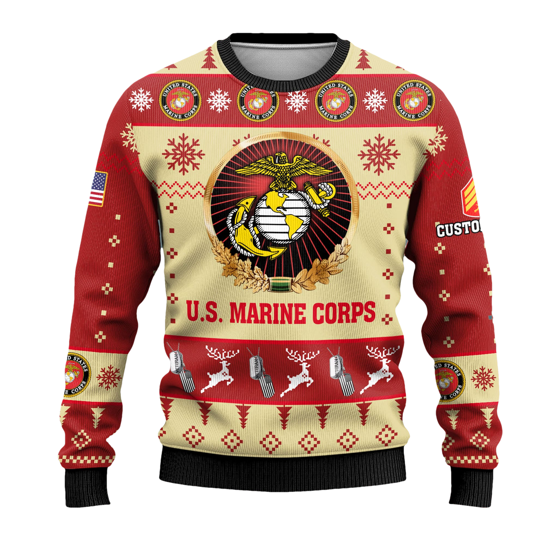 US Marine Corps Veterans Proudly Served Ugly Christmas Sweater - Moonbestprint