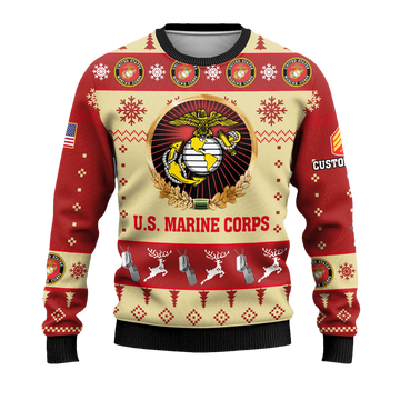 US Marine Corps Veterans Proudly Served Ugly Christmas Sweater - Moonbestprint