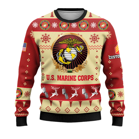 US Marine Corps Veterans Proudly Served Ugly Christmas Sweater - Moonbestprint