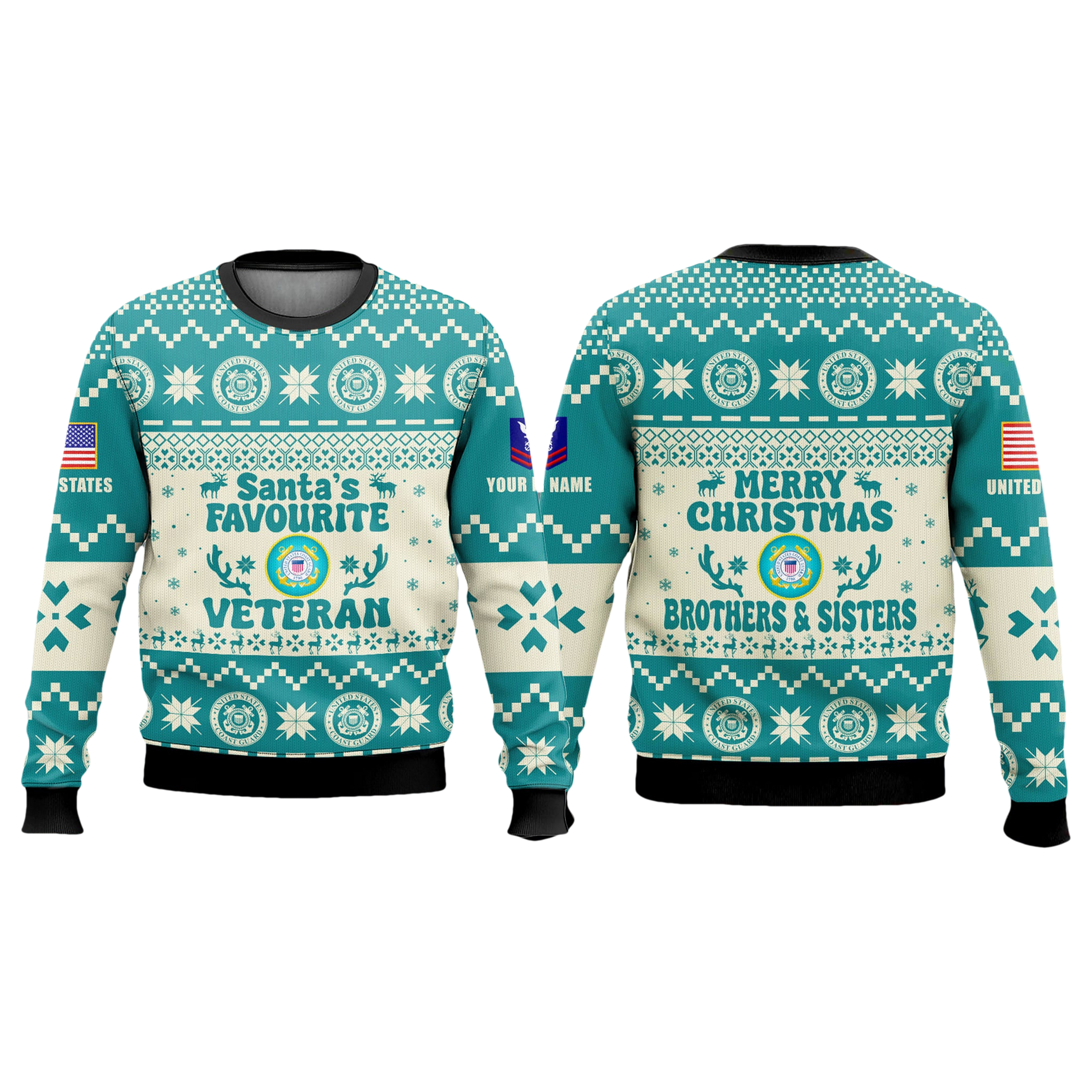 US Coast Guard Santa's Favourite Veteran Ugly Sweater - Moonbestprint