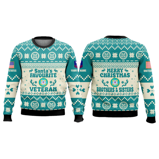 US Coast Guard Santa's Favourite Veteran Ugly Sweater - Moonbestprint