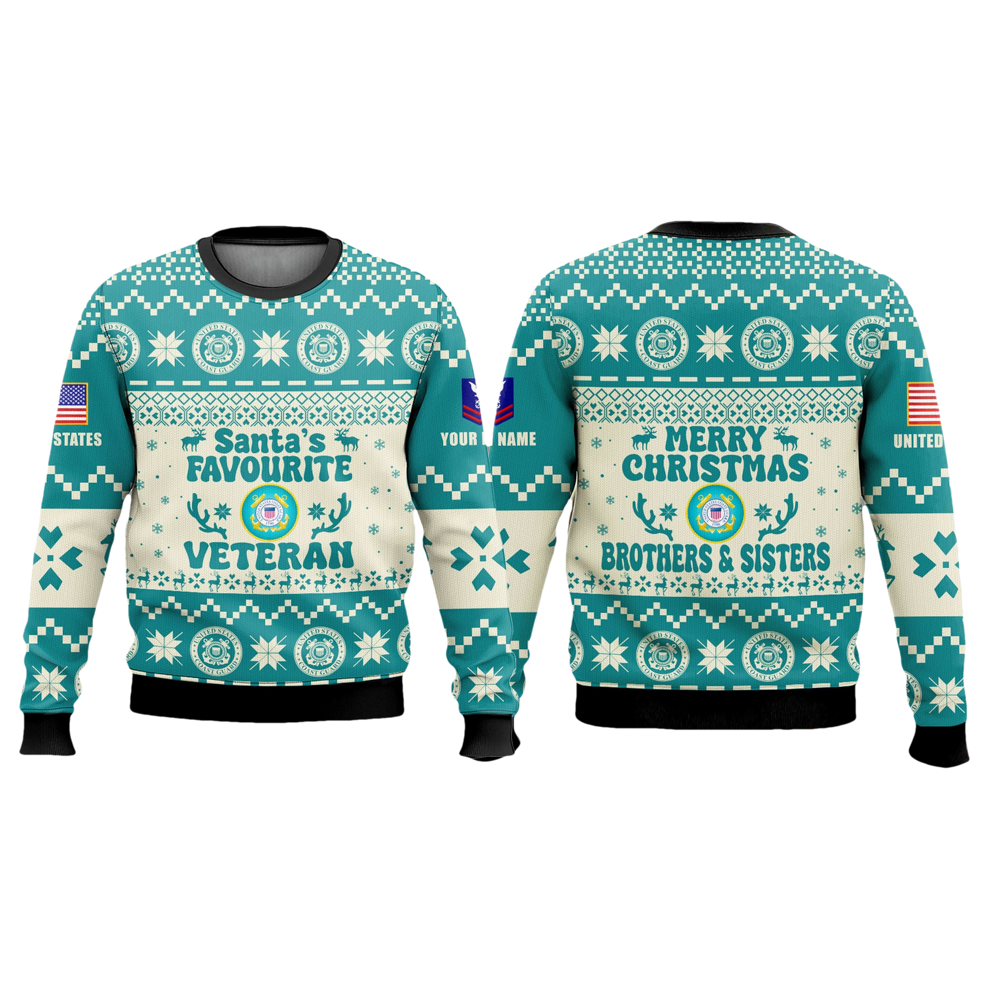 US Coast Guard Santa's Favourite Veteran Ugly Sweater - Moonbestprint