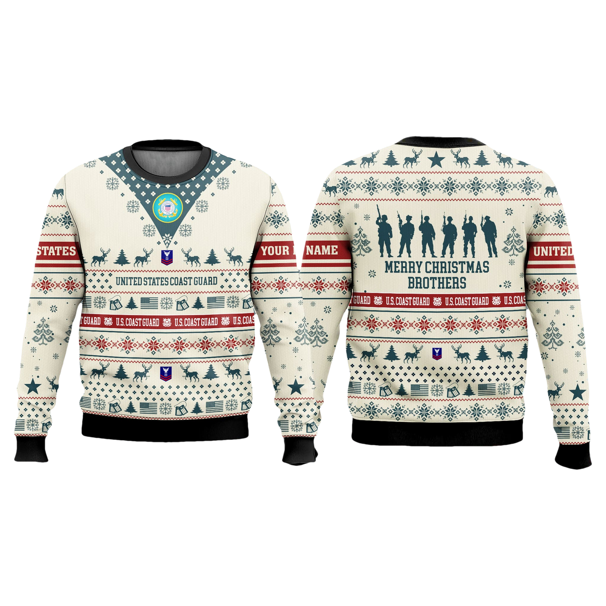 US Coast Guard Veteran Merry Christmas Brothers Ugly Sweater - Moonbestprint