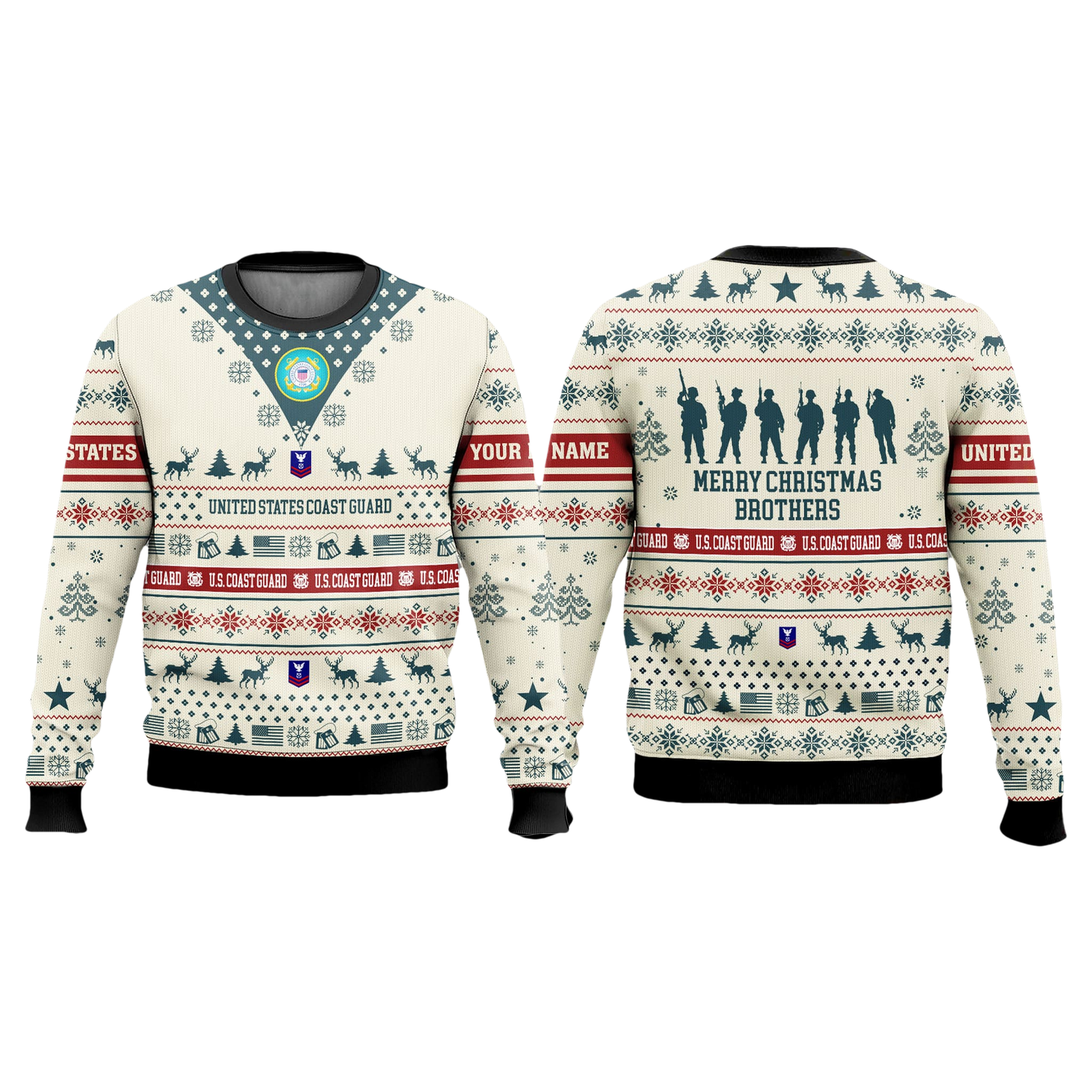 US Coast Guard Veteran Merry Christmas Brothers Ugly Sweater - Moonbestprint