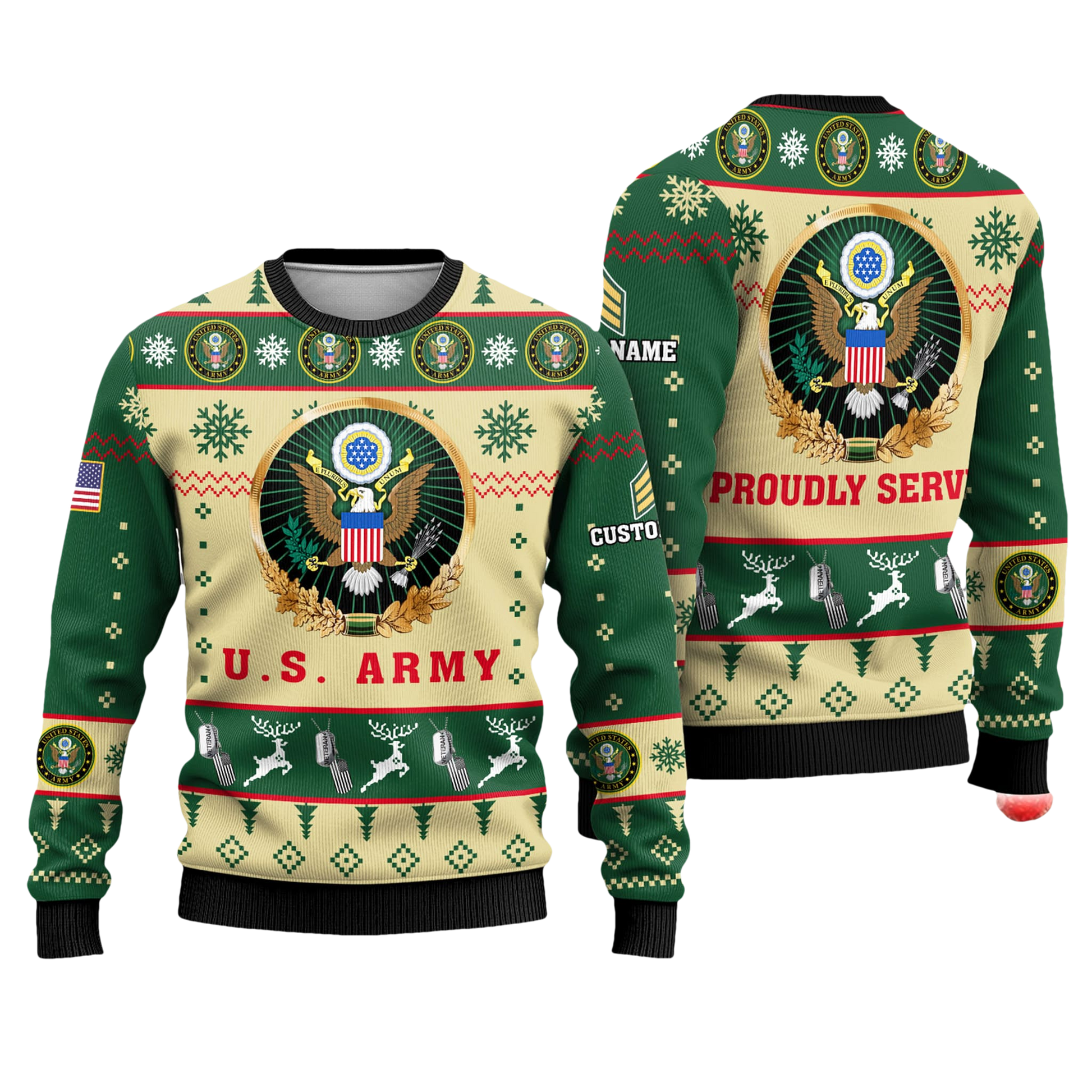 US Army Proudly Served Veterans Ugly Christmas Sweater - Moonbestprint