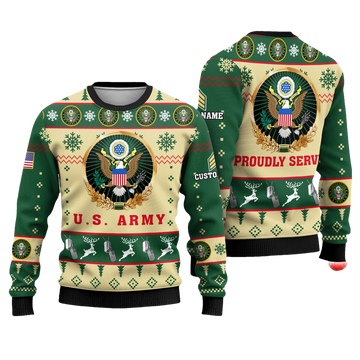 US Army Proudly Served Veterans Ugly Christmas Sweater - Moonbestprint