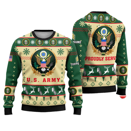 US Army Proudly Served Veterans Ugly Christmas Sweater - Moonbestprint