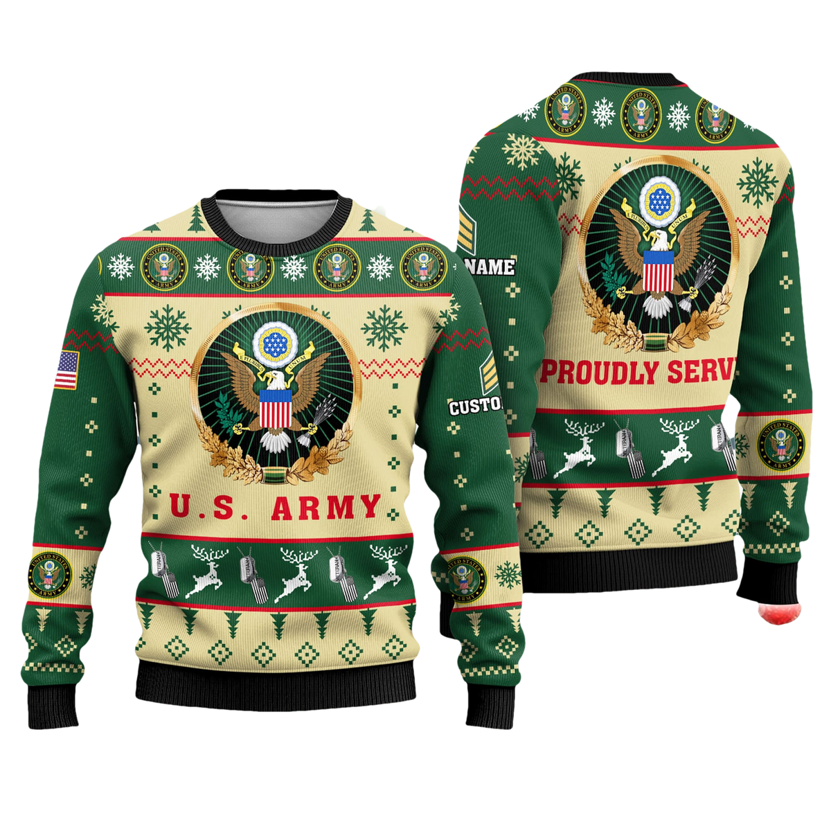 US Army Proudly Served Veterans Ugly Christmas Sweater - Moonbestprint
