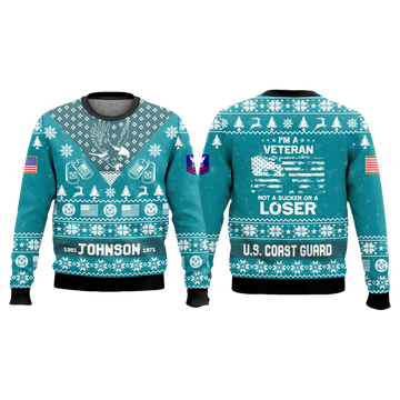 US Coast Guard I'm Veteran Not A Sucker Or A Loser Ugly Sweater - Moonbestprint