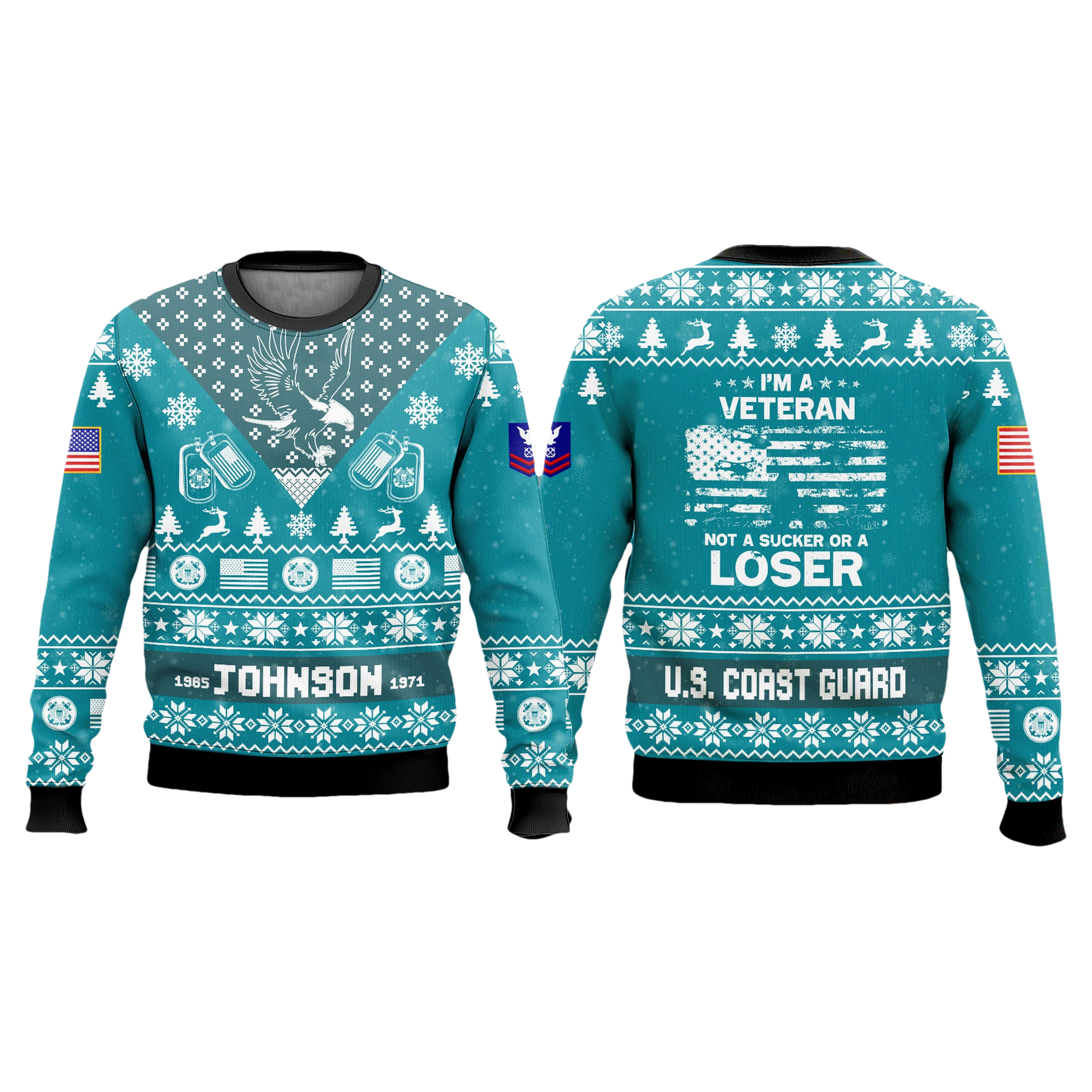 US Coast Guard I'm Veteran Not A Sucker Or A Loser Ugly Sweater - Moonbestprint