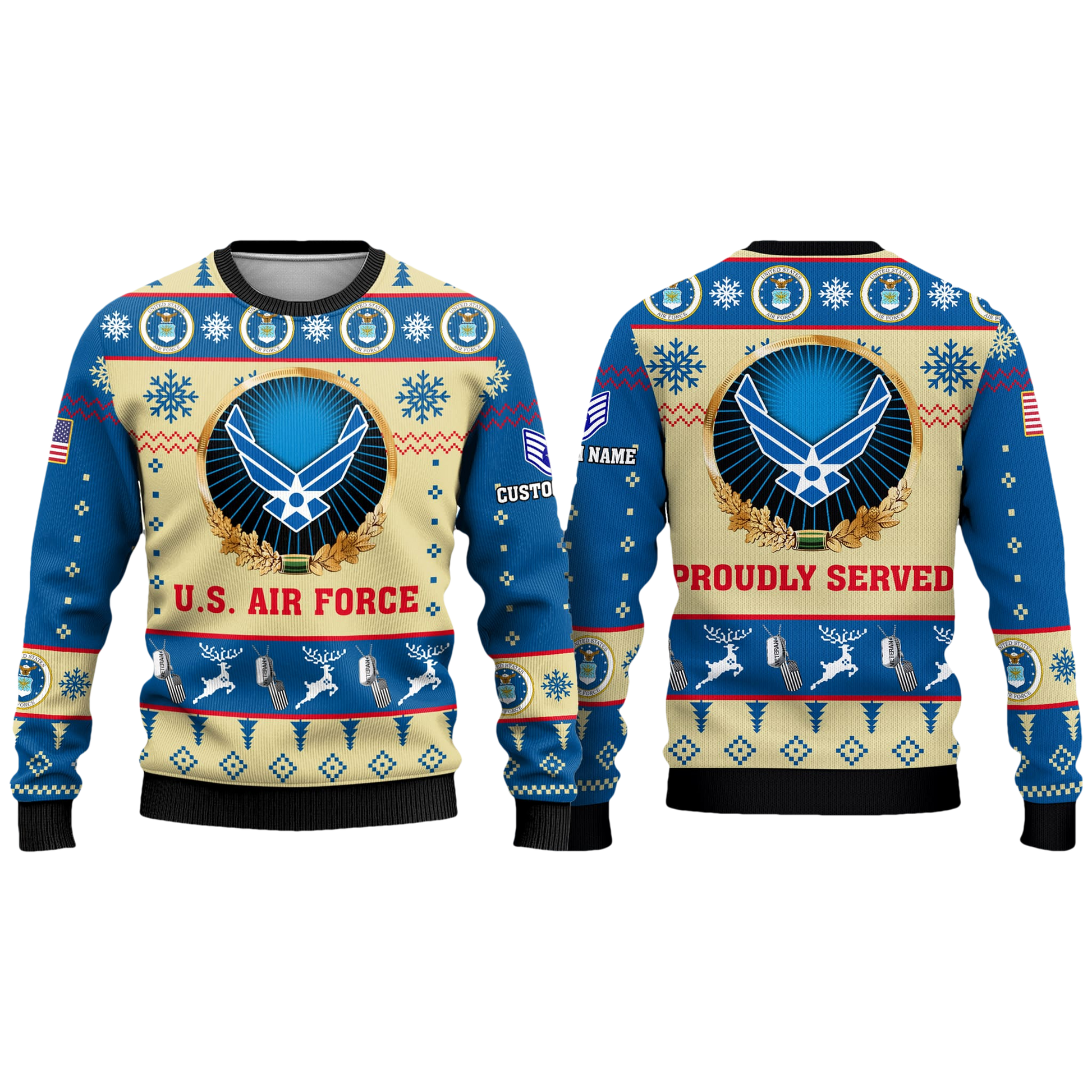 US Air Force Proudly Served Veterans Ugly Sweater - Moonbestprint
