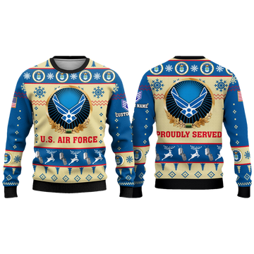 US Air Force Proudly Served Veterans Ugly Sweater - Moonbestprint