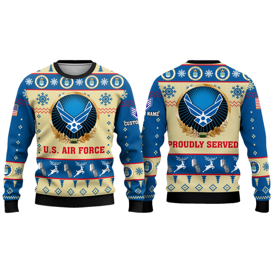 US Air Force Proudly Served Veterans Ugly Sweater - Moonbestprint