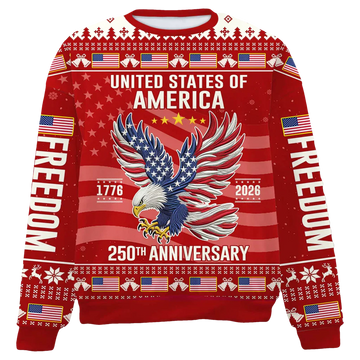 United States of America 250th Anniversary Ugly Christmas Sweater - Moonbestprint