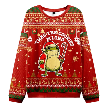Twas The Cookies M'lord Frog Ugly Christmas Sweater - Moonbestprint