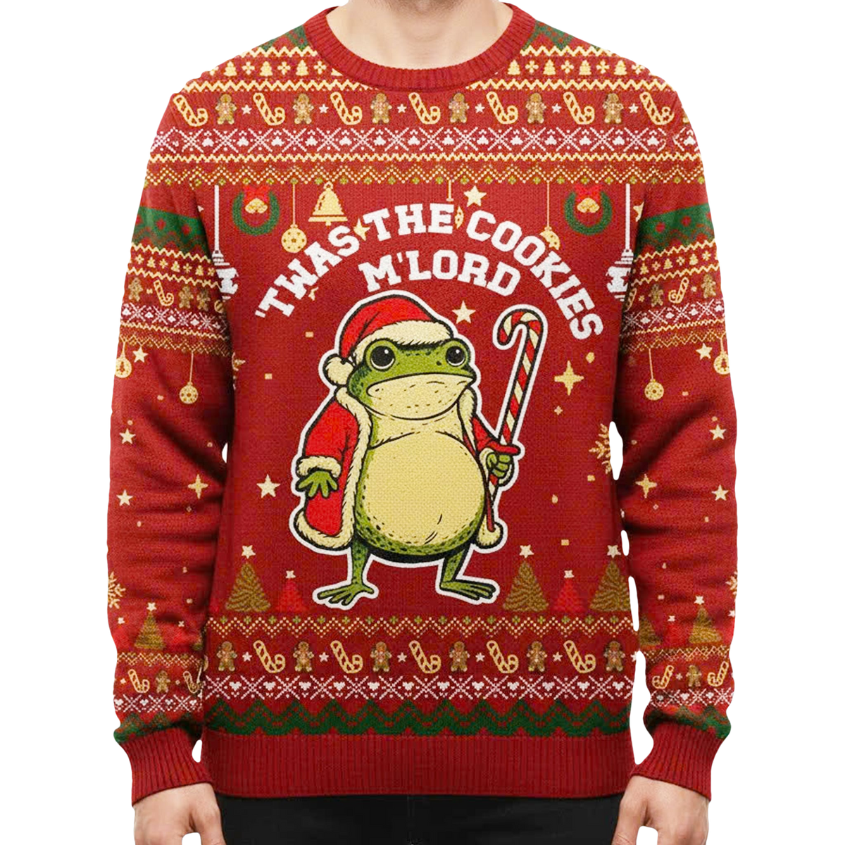 Twas The Cookies M'lord Frog Ugly Christmas Sweater - Moonbestprint