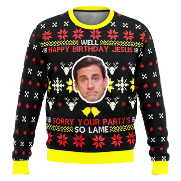 The Office Michael Scott Well Happy Birthday Jesus Ugly Christmas Sweater - Moonbestprint