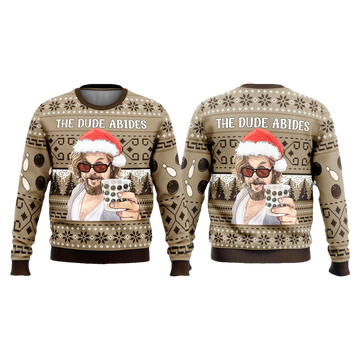 The Big Lebowski The Dude Abides Ugly Christmas Sweater - Moonbestprint