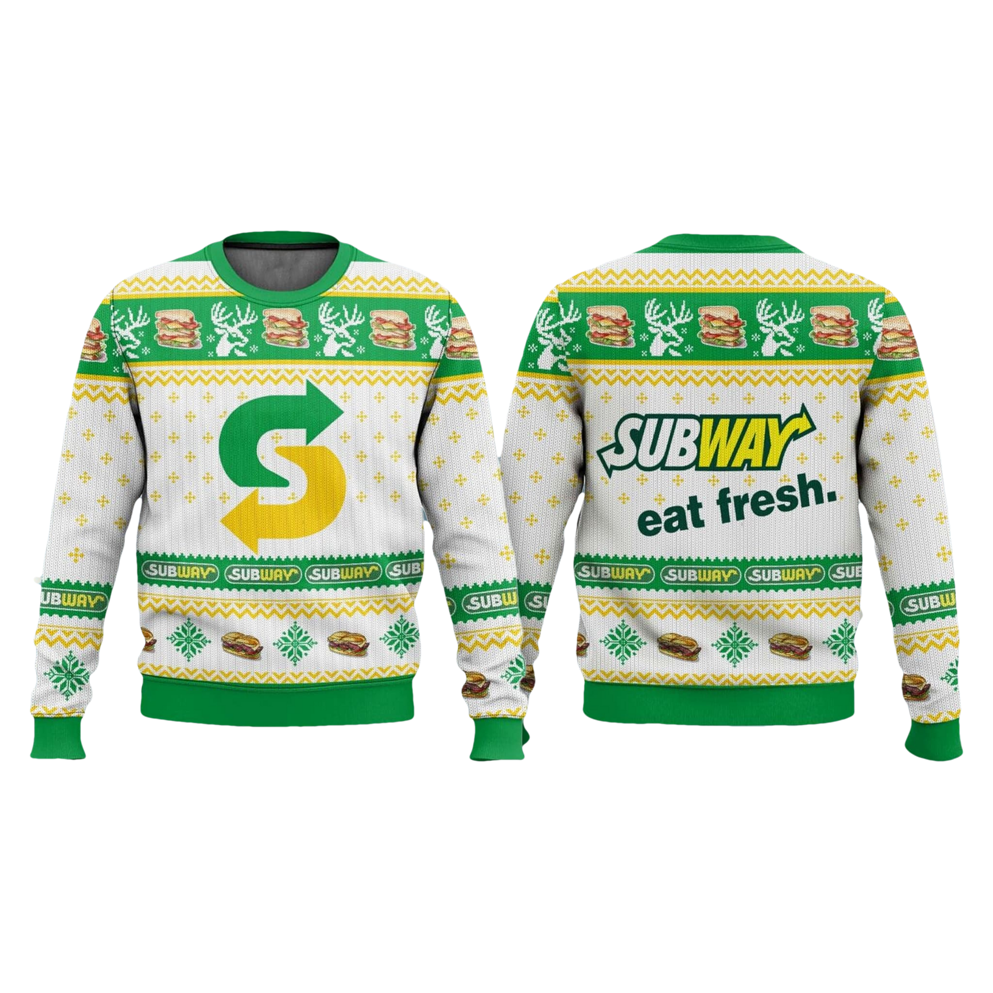 Subway Sandwich Ugly Christmas Sweater - Moonbestprint
