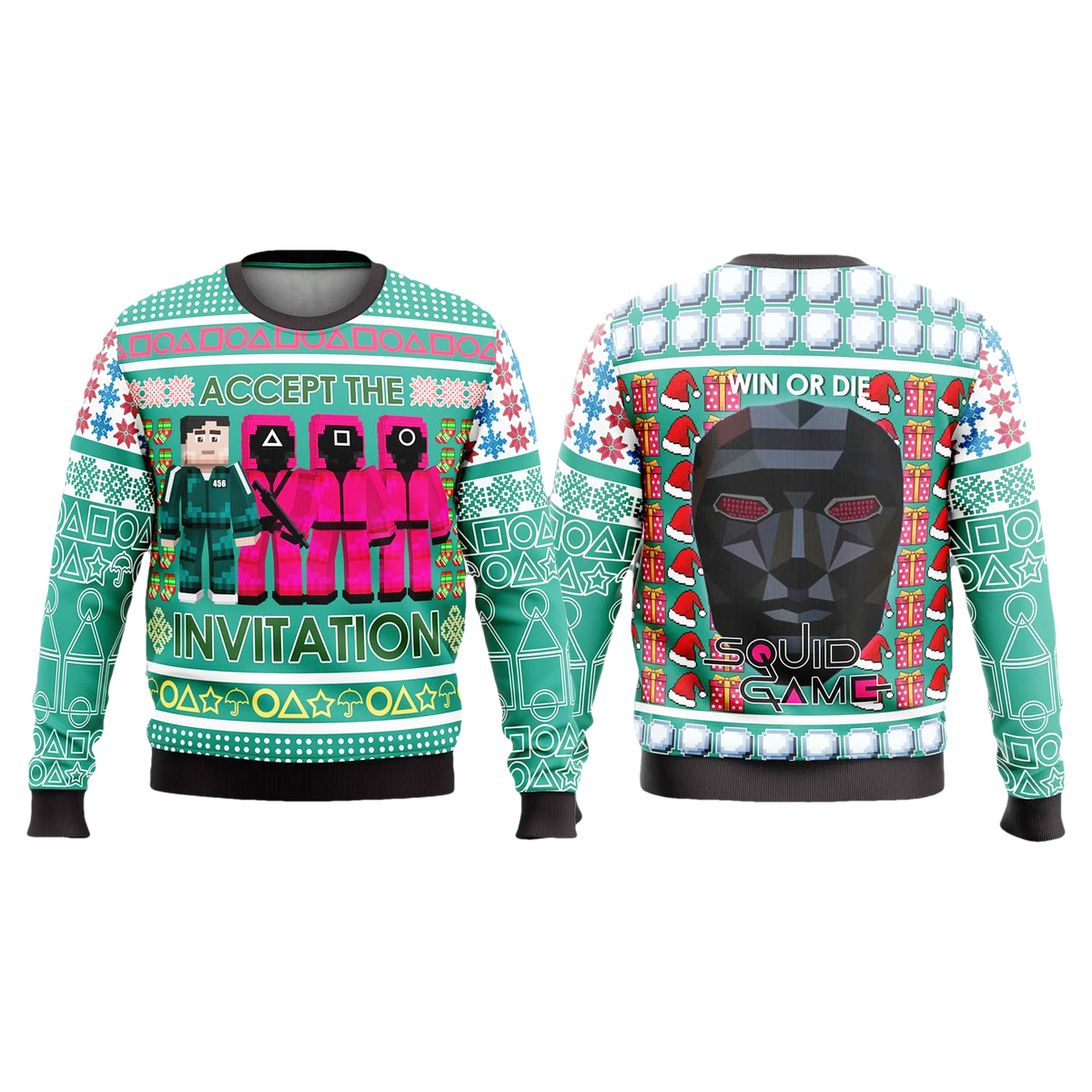 Squid Game Accept The Invitation Ugly Christmas Sweater - Moonbestprint