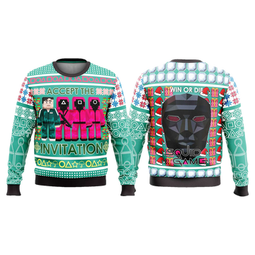 Squid Game Accept The Invitation Ugly Christmas Sweater - Moonbestprint
