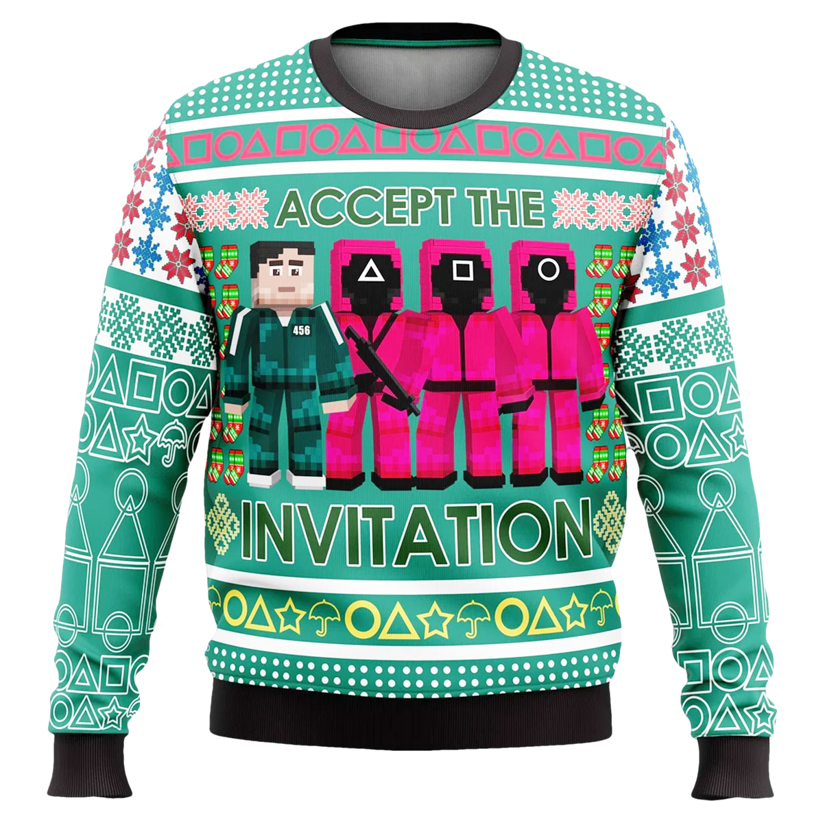 Squid Game Accept The Invitation Ugly Christmas Sweater - Moonbestprint