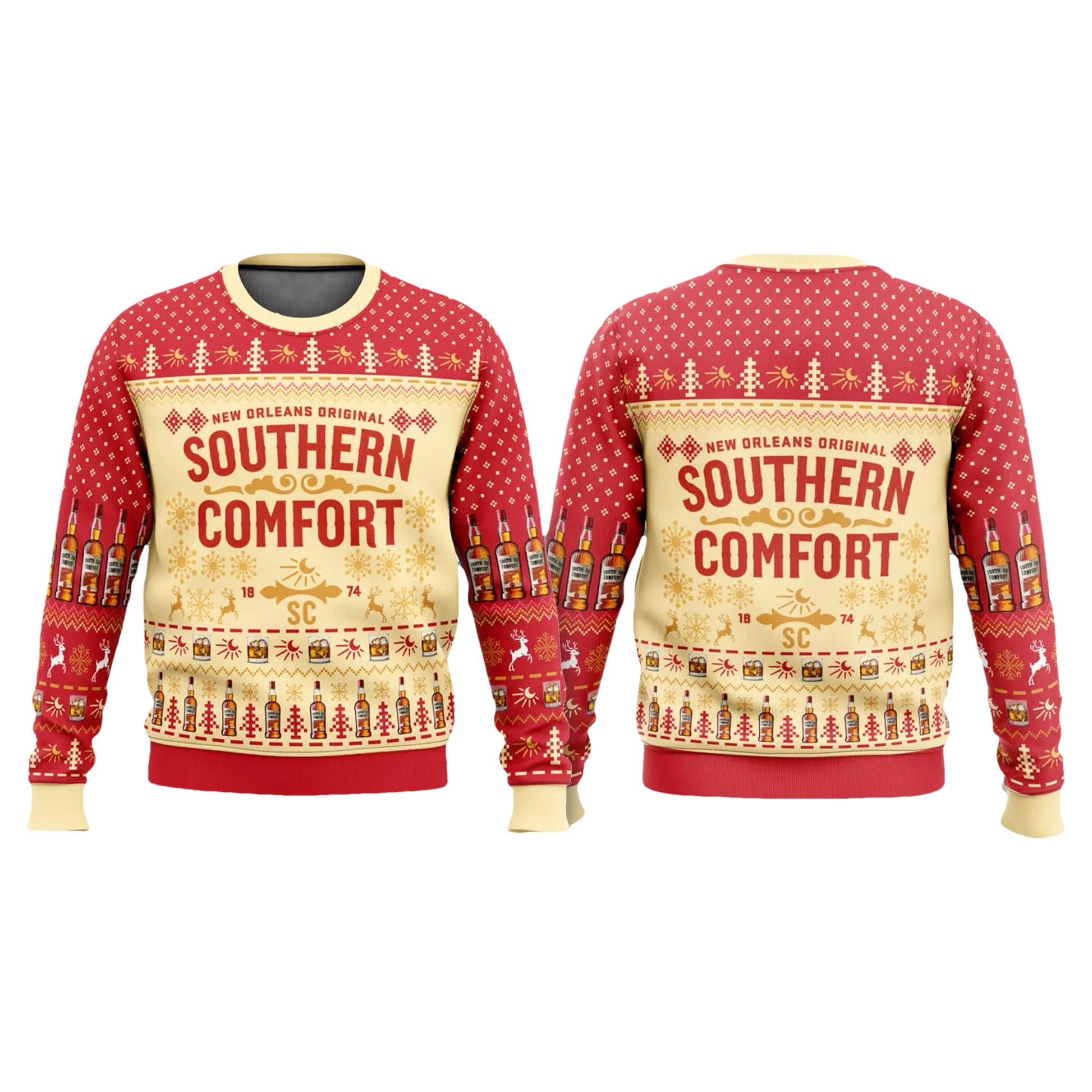 Southern Comfort Whiskey Christmas Ugly Sweater - Moonbestprint
