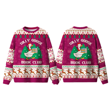 Silly Goose Book Club Ugly Christmas Sweater - Moonbestprint