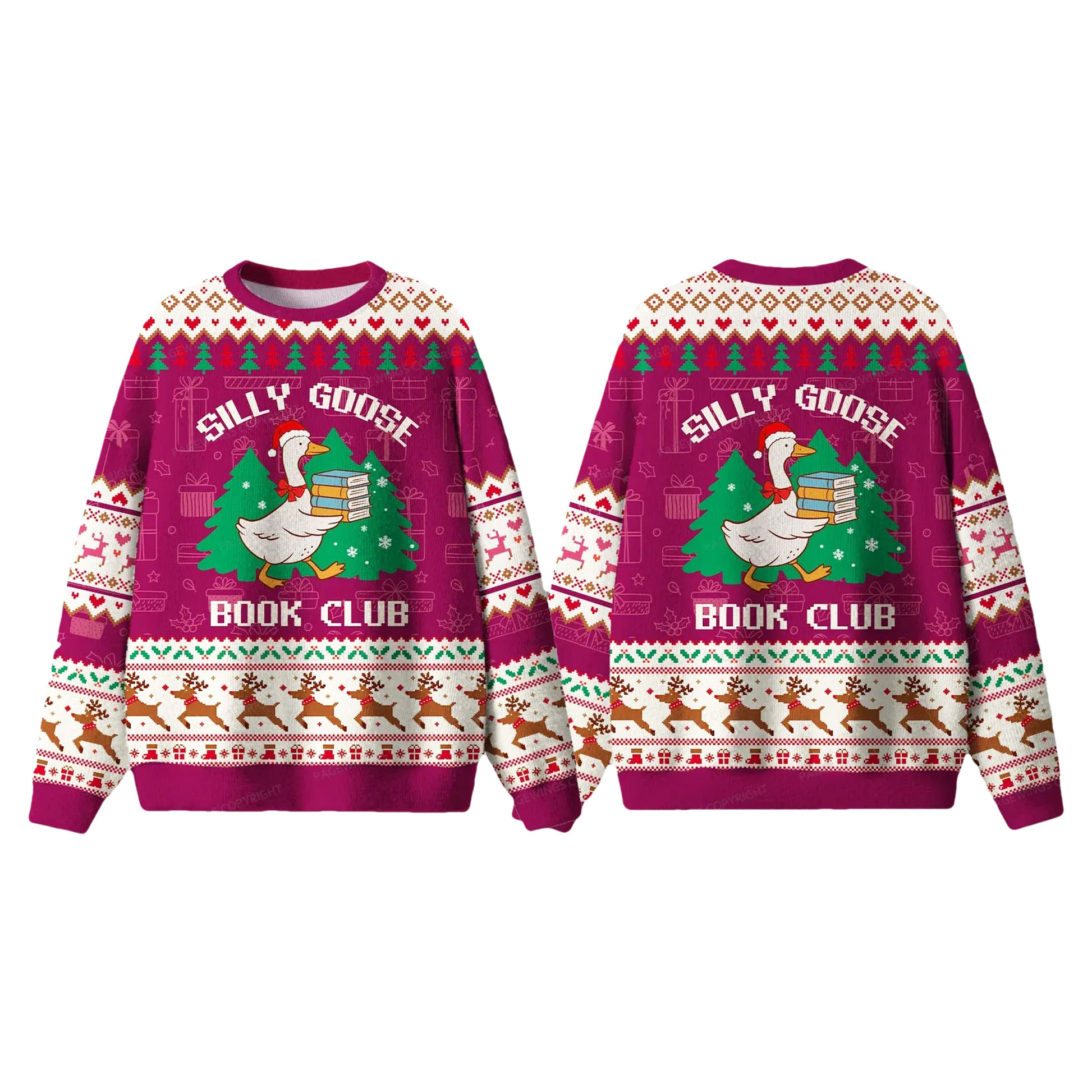 Silly Goose Book Club Ugly Christmas Sweater - Moonbestprint