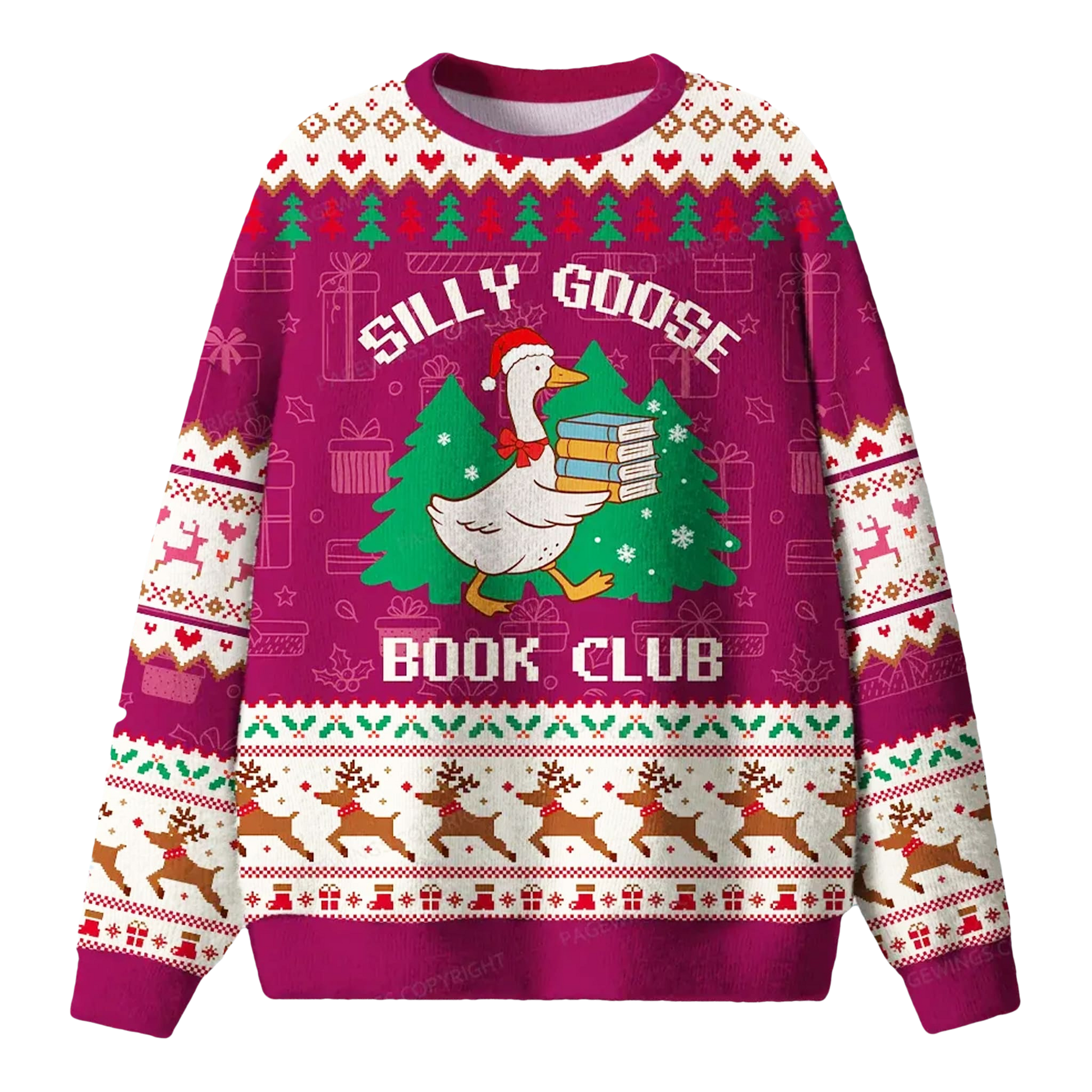 Silly Goose Book Club Ugly Christmas Sweater - Moonbestprint