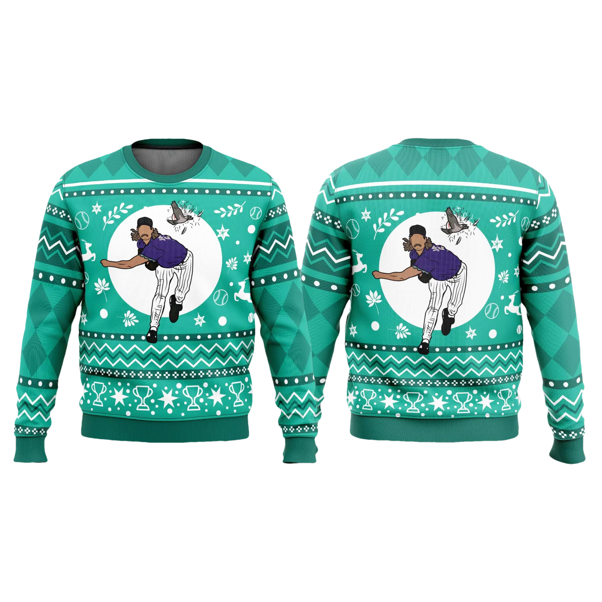 Randy Johnson Hits The Bird Christmas Ugly Sweater - Moonbestprint