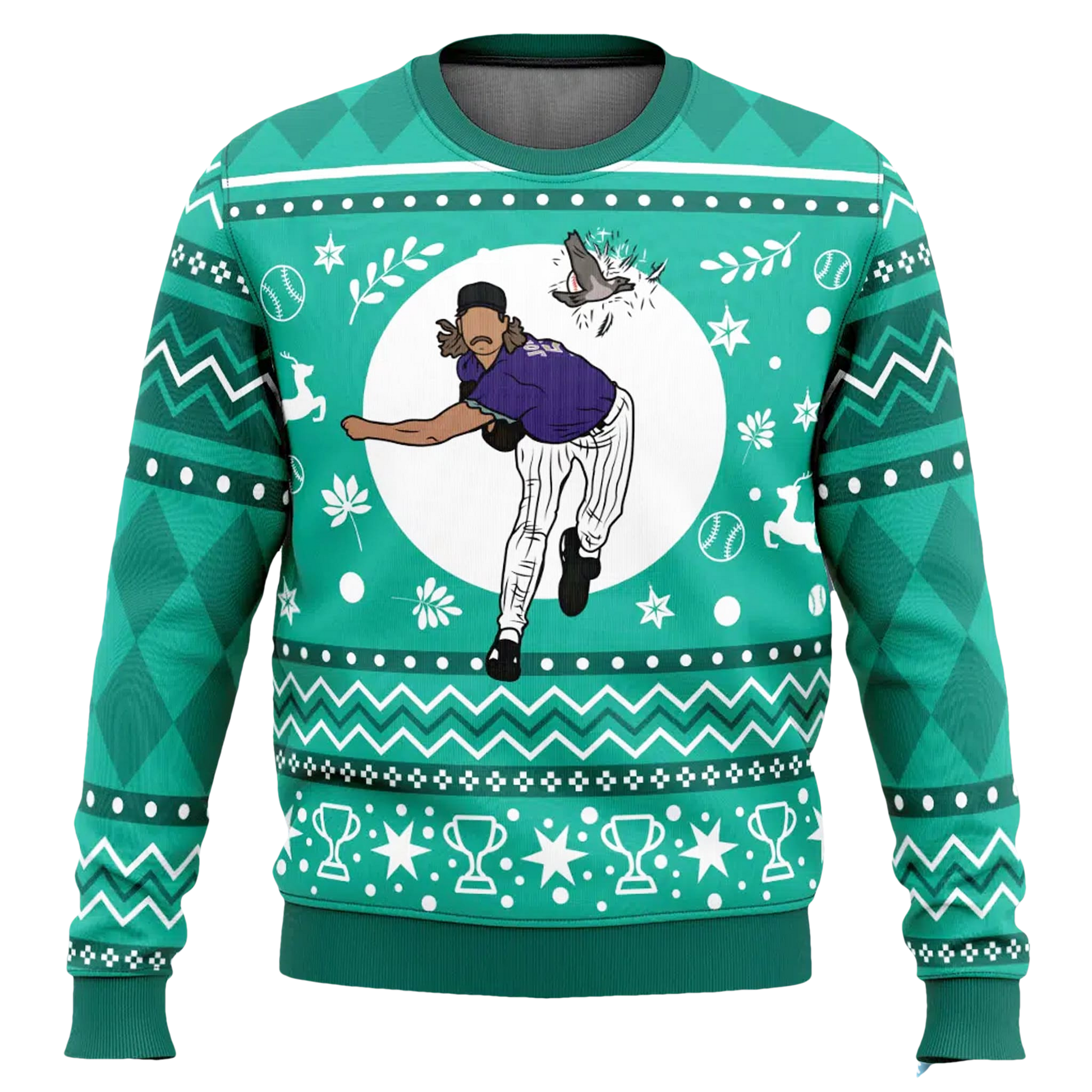 Randy Johnson Hits The Bird Christmas Ugly Sweater - Moonbestprint