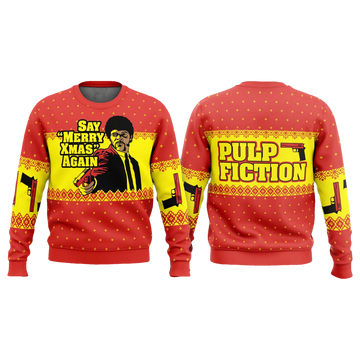 Pulp Fiction Say Merry Xmas Again Christmas Ugly Sweater - Moonbestprint