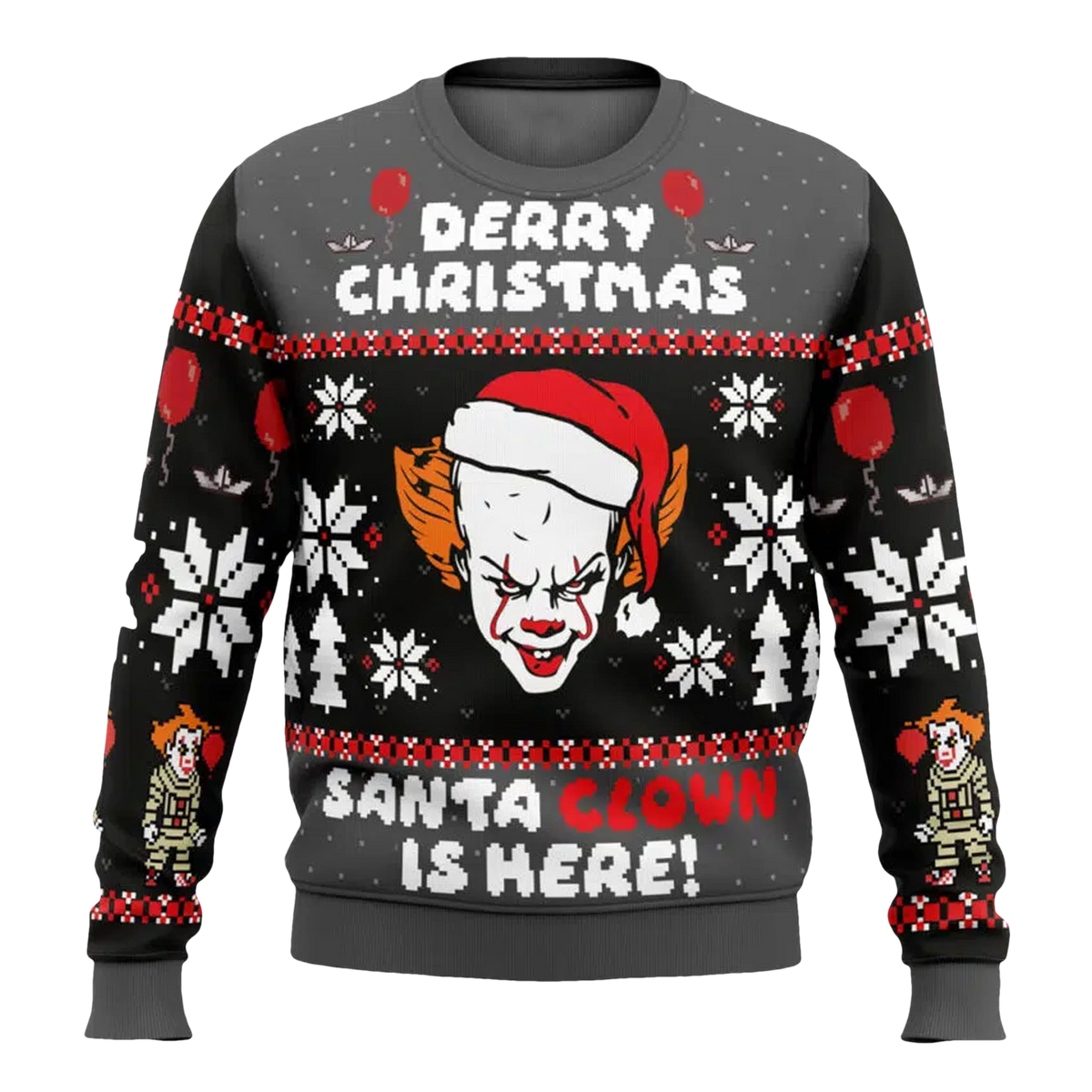 Pennywise IT Derry Christmas Santa Clown Is Here Ugly Sweater - Moonbestprint