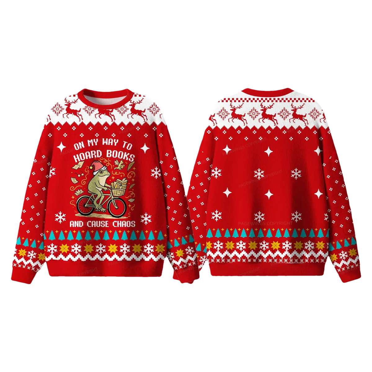 On My Way To Hoard Books And Cause Chaos Frog And Toad Ugly Sweater - Moonbestprint
