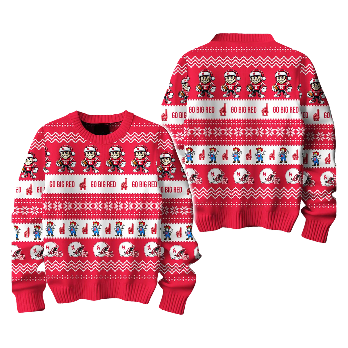 Nebraska Huskers Go Big Red Ugly Christmas Sweater - Moonbestprint