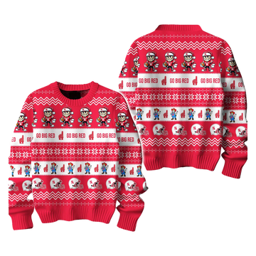 Nebraska Huskers Go Big Red Ugly Christmas Sweater - Moonbestprint