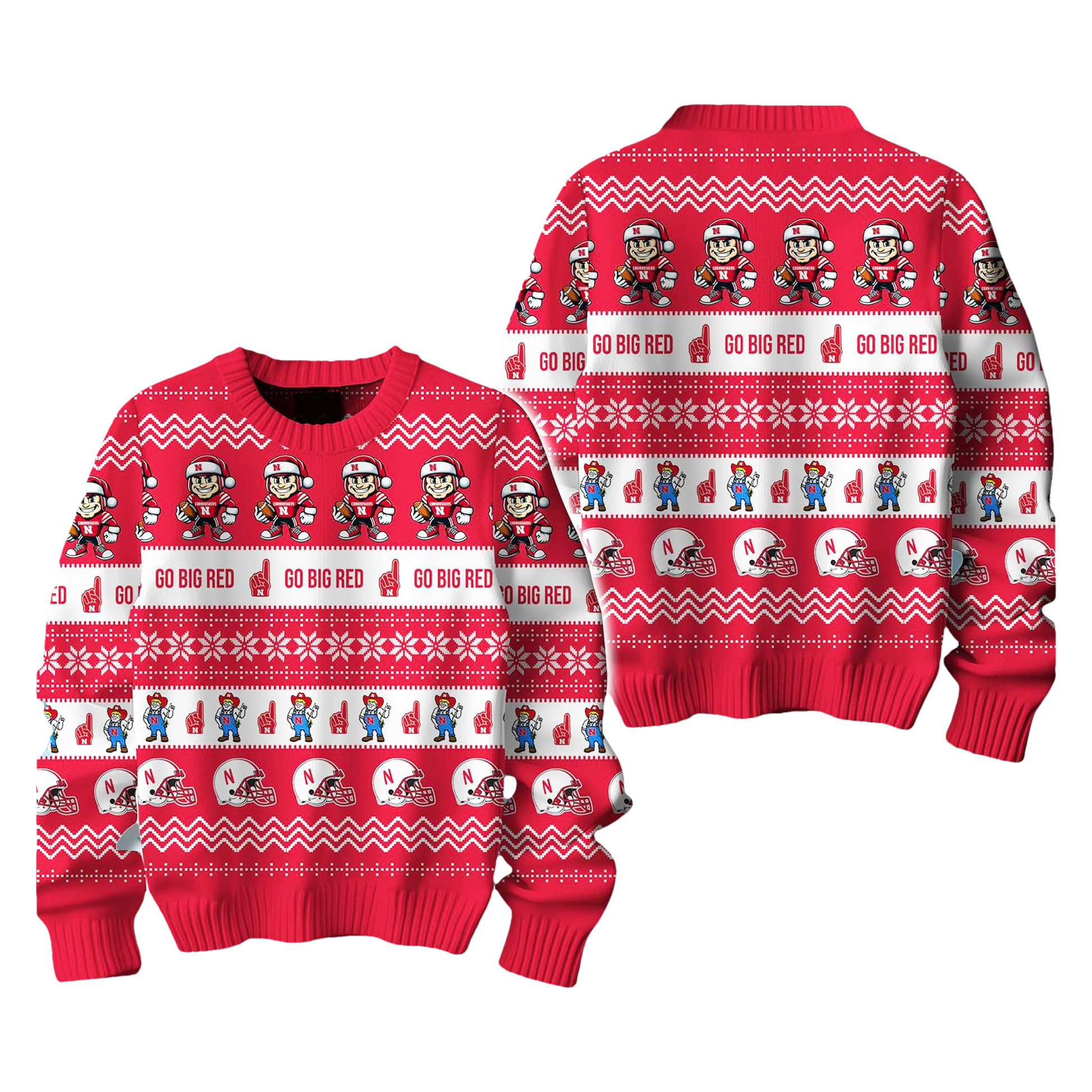 Nebraska Huskers Go Big Red Ugly Christmas Sweater - Moonbestprint