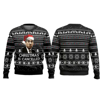 Michael Scott The Office Christmas Is Cancelled Ugly Sweater - Moonbestprint