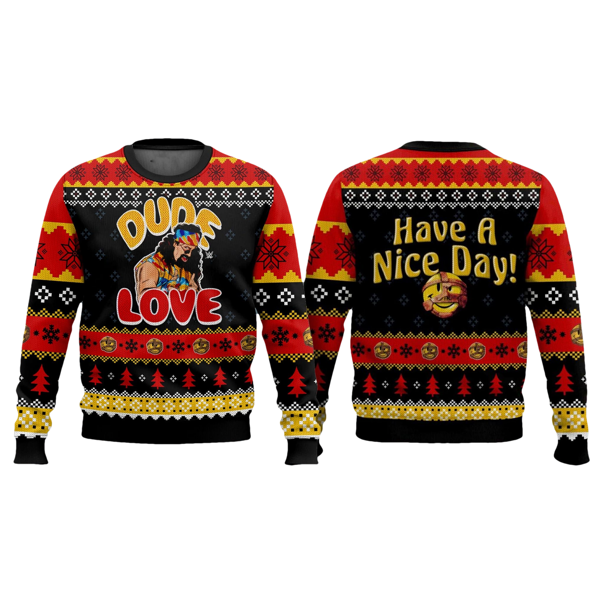 Mick Foley Dude Love Have A Nice Day Ugly Christmas Sweater - Moonbestprint