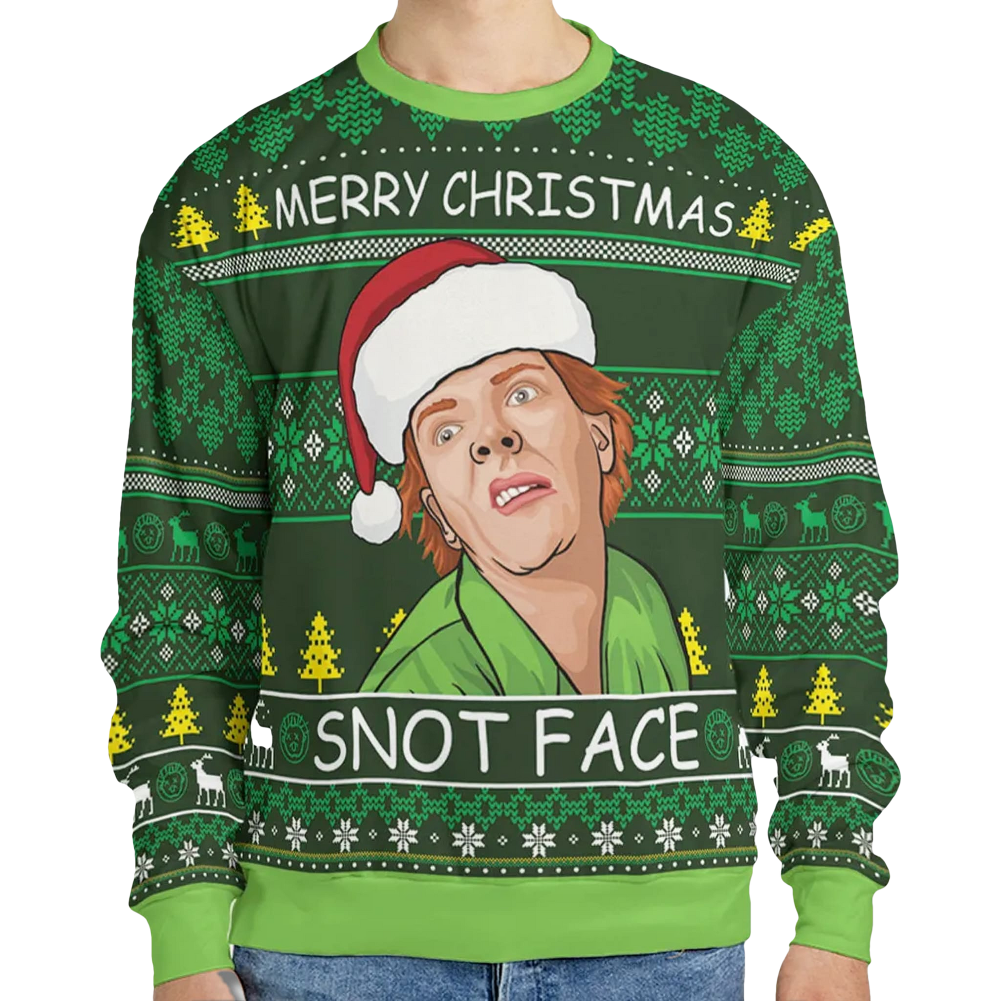 Merry Christmas Snot Face Drop Dead Fred Ugly Sweater - Moonbestprint
