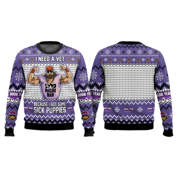 Macho Man I Need A Vet Ugly Christmas Sweater - Moonbestprint