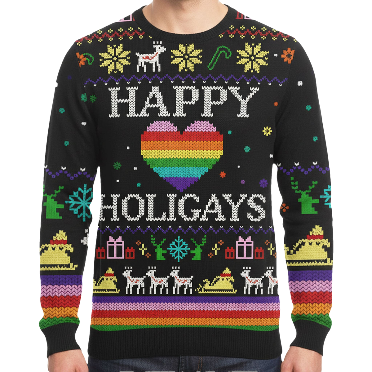 LGBTQ Happy Holigays Christmas Ugly Sweater - Moonbestprint