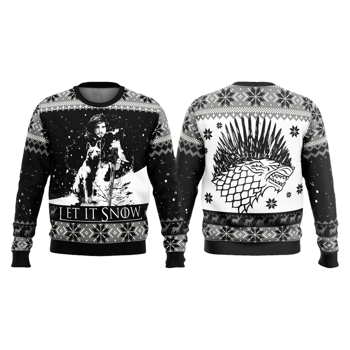 Let It Snow Game of Thrones Black Ugly Sweater - Moonbestprint