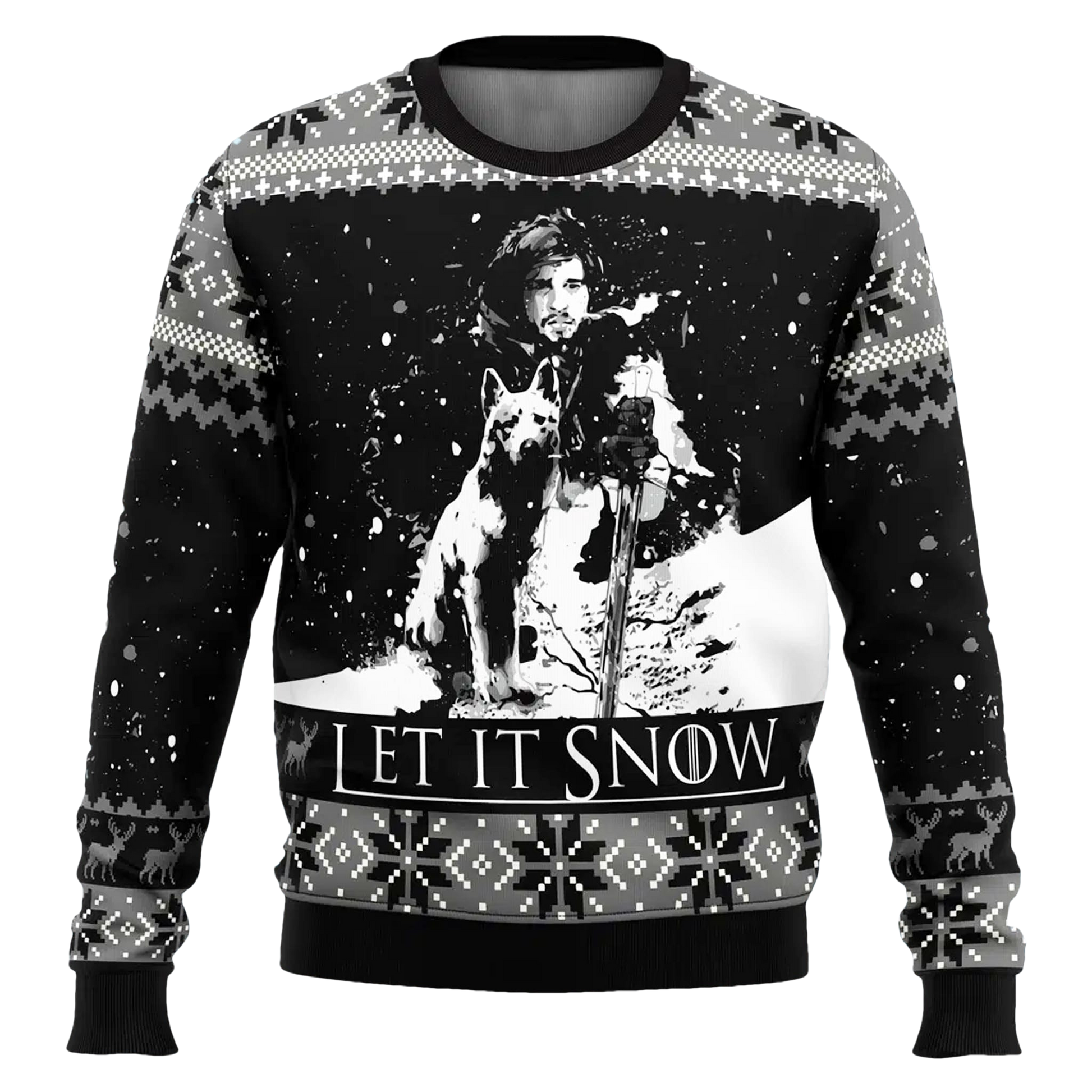 Let It Snow Game of Thrones Black Ugly Sweater - Moonbestprint