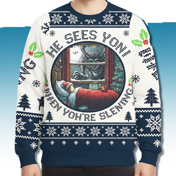 Krampus He Sees You When You're Sleeping Christmas Sweater - Moonbestprint